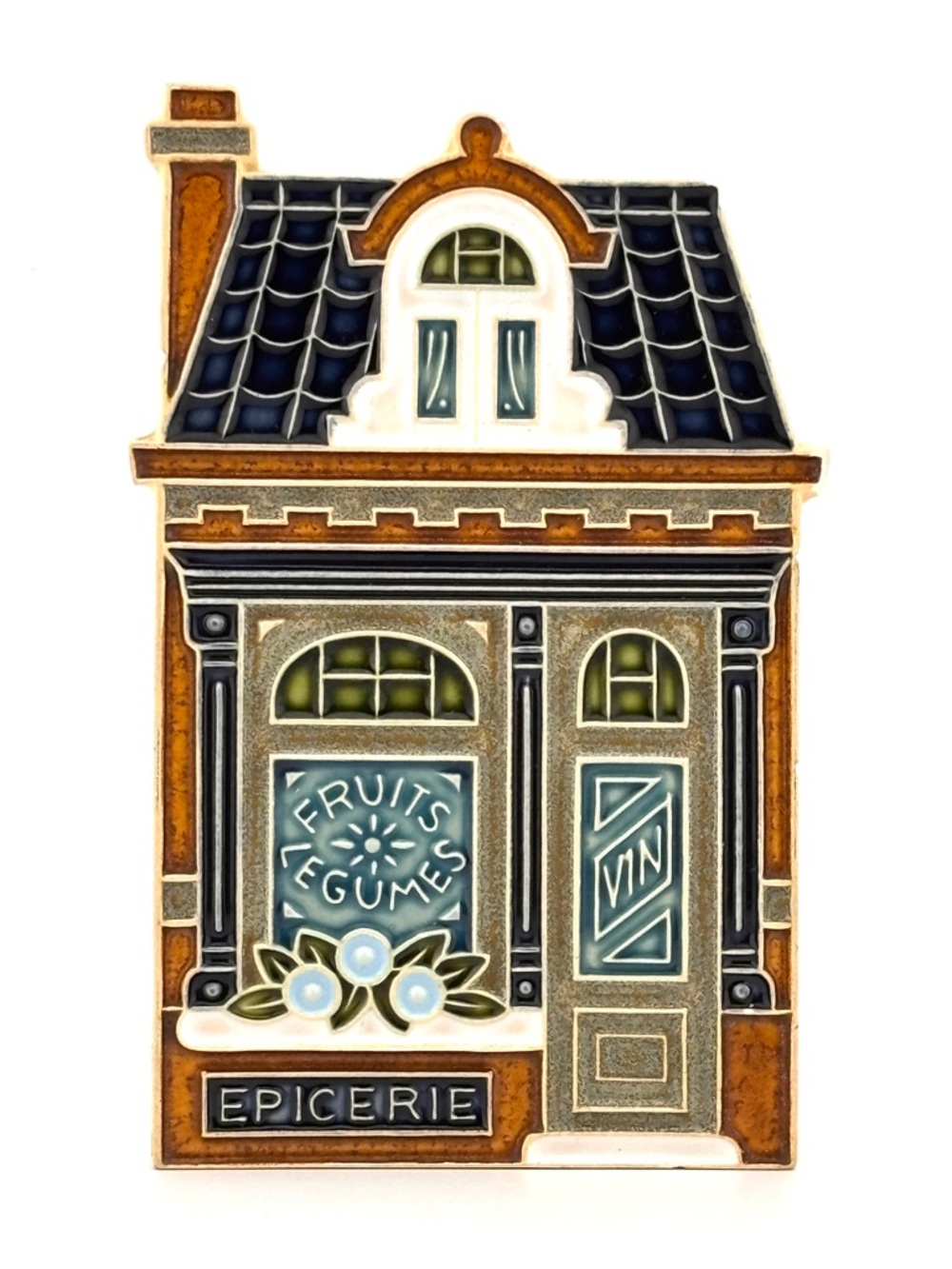 Vintage Vangeebergen Belgium Ceramic Tile Building Facade Toothpick Holder